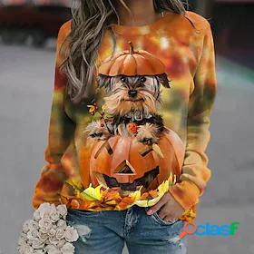 Womens Sweatshirt Pullover Dog Pumpkin Daily Sports Print 3D