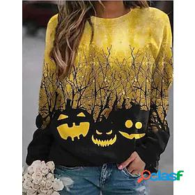 Womens Sweatshirt Pullover Halloween Blue Yellow Red Cartoon