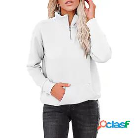 Womens Sweatshirt Pullover Plain Casual Daily Front Pocket