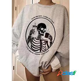 Women's Sweatshirt Pullover Skull Pumpkin Skeleton Crew Neck