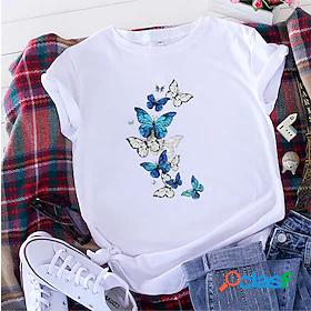 Women's T shirt Tee Basic Print Basic Butterfly T-shirt