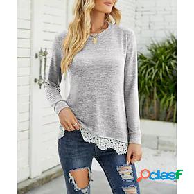 Womens T shirt Tee Green Light gray Dark Gray Pocket Lace