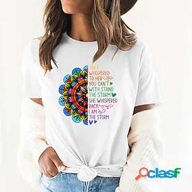 Womens T shirt Tee Green Pink Yellow Print Graphic Letter