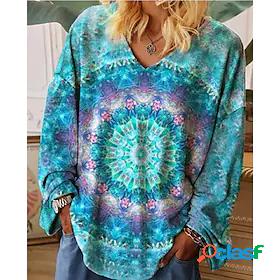 Womens T shirt Tee Light Blue Graphic Tie Dye Casual Daily