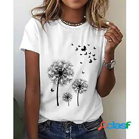 Womens T shirt Tee White Black Print Graphic Butterfly Daily