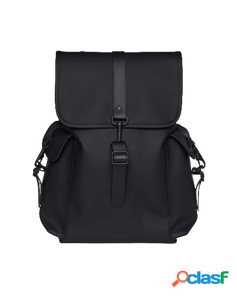 Zaino Rucksack Large nero con tasche laterali e chiusura a