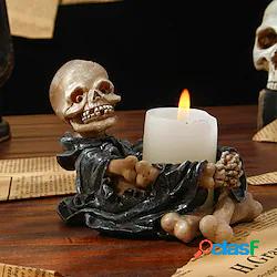 candela in resina scheletro di halloween 1pc portacandele