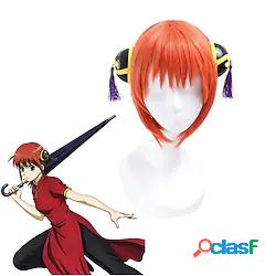 gintama kagura 30 cm arancione parrucca cosplay anime