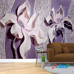 murale tridimensionale fiore viola adatto per soggiorno
