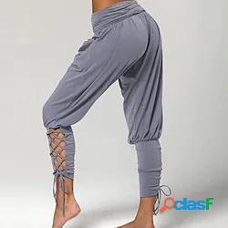 pantaloni harem da donna traspirante vita alta yoga fitness