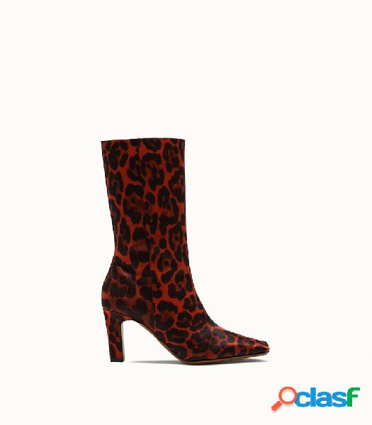 the saddler stivale high boot h.70 printed satin red leopard