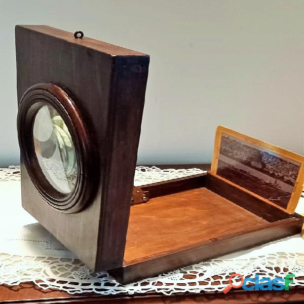Grafoscopio ingranditore artigianale vintage in legno,