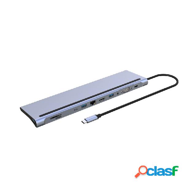 11 in 1 Tipo-C Docking Station USB-C Hub Splitter Adattatore