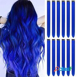 12 pezzi di estensioni per capelli blu clip in estensione