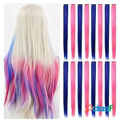 16 pezzi estensioni dei capelli blu e rosa estensioni dei