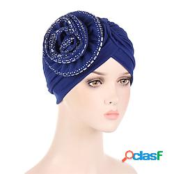 5 colori bandane donne elastico turbante fiore con cristallo