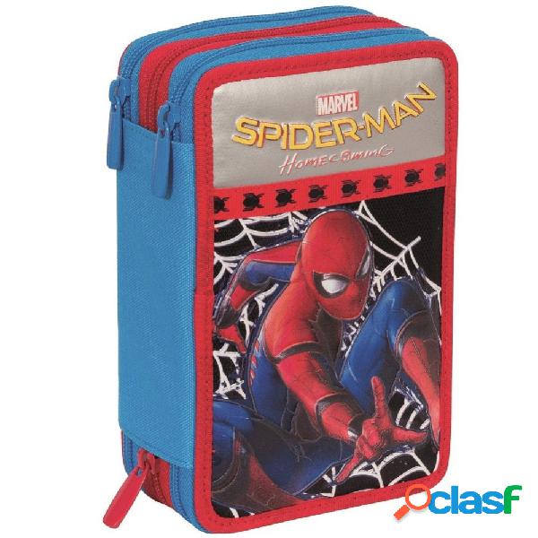 ASTUCCIO COMPLETO 3 ZIP SPIDERMAN ACCESSORIATO BAMBINI