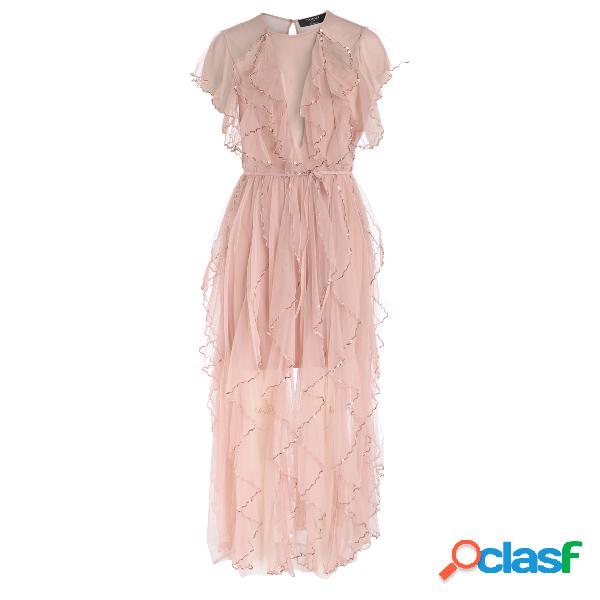 Abito lungo Twinset in tulle rosa