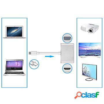 Adattatore USB 3.1 Type-C/VGA, HDMI - 4K Ultra HD - Argento