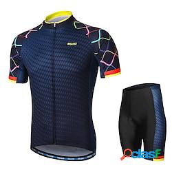 Arsuxeo Per uomo Maglia con pantaloncini da ciclismo Maniche