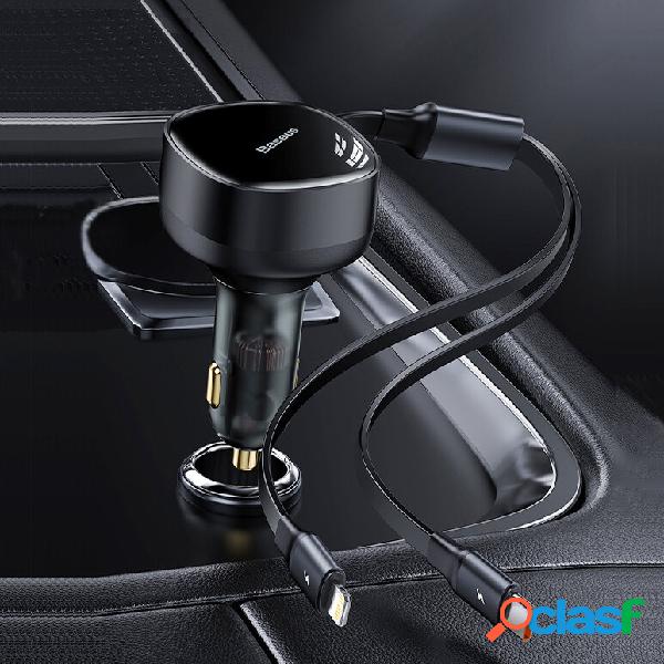 Baseus Enjoyment Caricabatteria da auto 2-in-1 retrattile