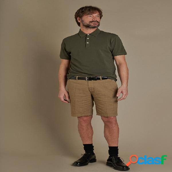 Bermuda chino con doppia pinces misto lino e cotone