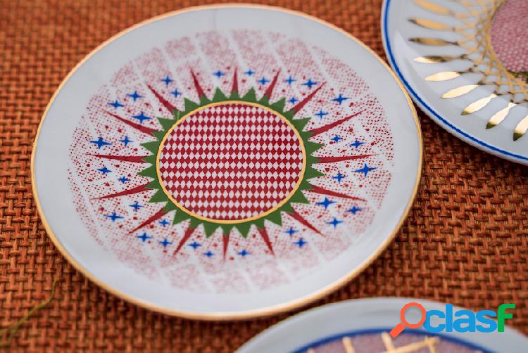 Bitossi home Piattino Bel Paese porcellana bianco blu rosso