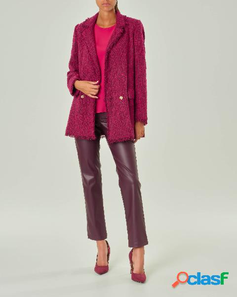 Blazer doppiopetto fucsia e bordeaux in tweed dal taglio