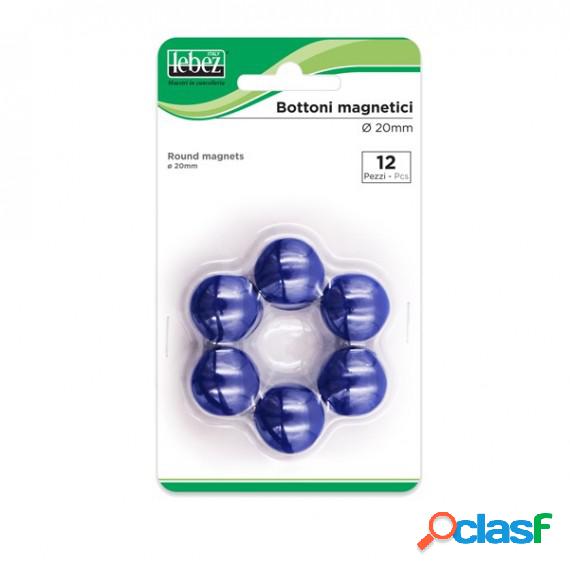 Bottoni magnetici - blu - diametro 20 mm - Lebez - blister