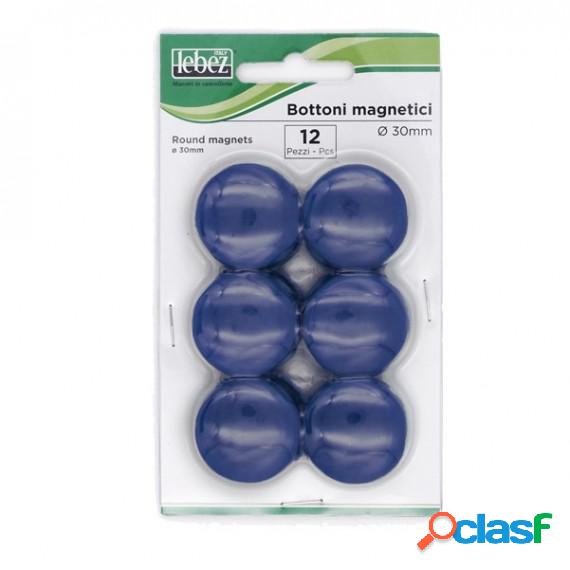 Bottoni magnetici - blu - diametro 30 mm - Lebez - blister