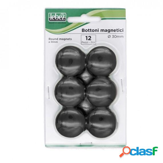 Bottoni magnetici - nero - diametro 30 mm - Lebez - conf. 12