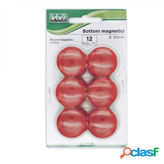 Bottoni magnetici - rosso - diametro 30 mm - Lebez - blister