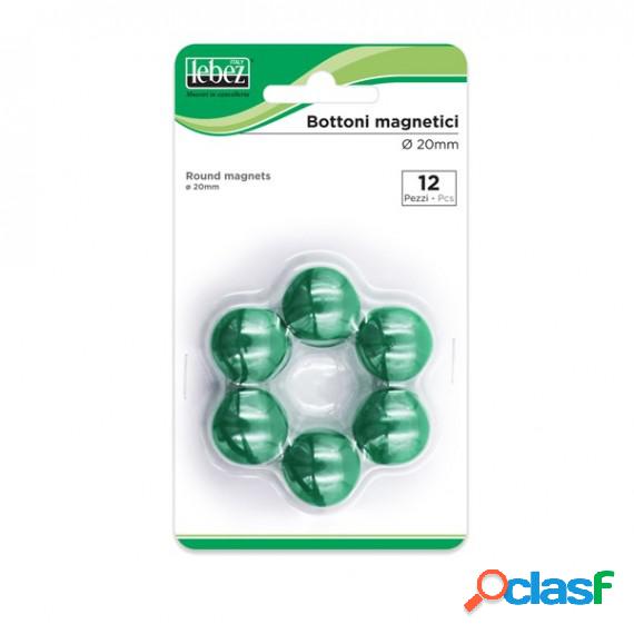 Bottoni magnetici - verde - diametro 20 mm - Lebez - blister