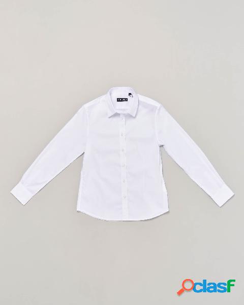 Camicia bianca in popeline di cotone stretch 10-16 anni