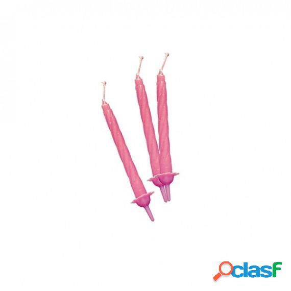 Candeline con supporto - H 8 cm - rosa - Big Party - conf.