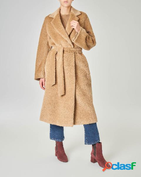 Cappotto in alpaca e lana vergine effetto orsetto color