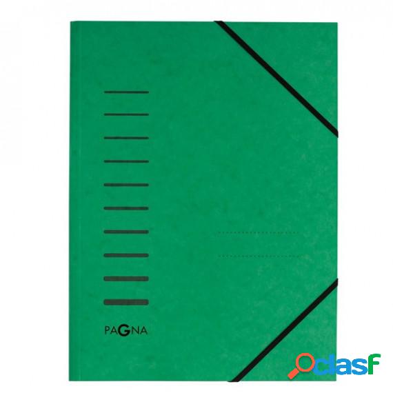 Cartella 3 lembi - con elastico - cartoncino - A4 - verde -