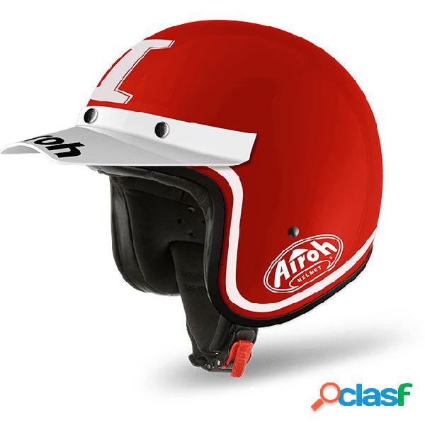 Casco Jet Airoh Six Days Trophy Color in fibra rosso lucido