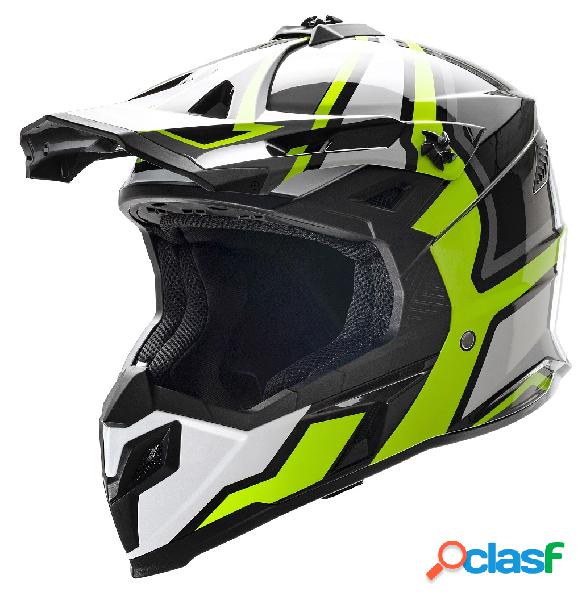 Casco cross Befast Mud Line Argento Giallo Bianco