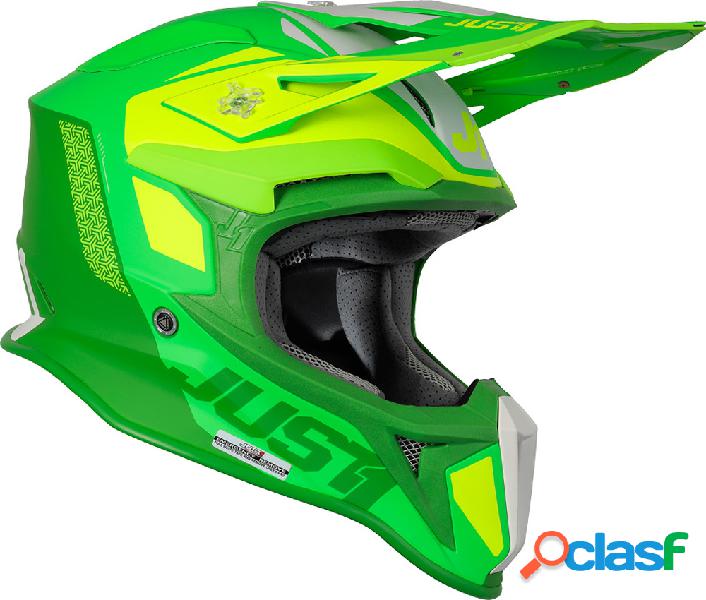 Casco cross Just1 J18 Pulsar in fibra Verde Lime fluo Opaco