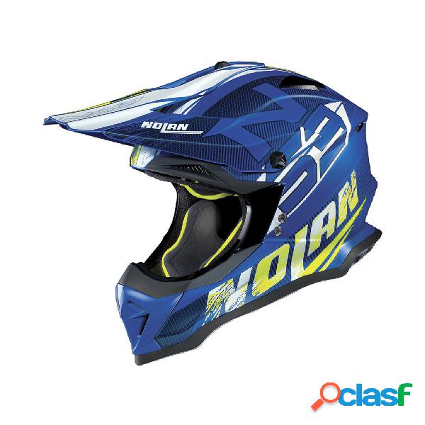 Casco cross Nolan N53 WHOOP Blu denim Bianco Giallo