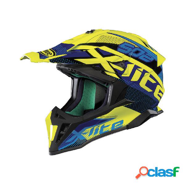 Casco cross X-Lite X-502 RESISTENCIA in fibra Giallo Led Blu