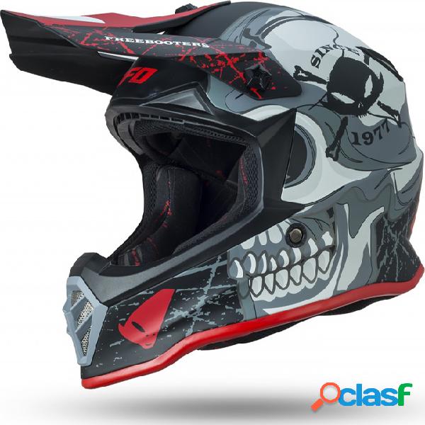 Casco cross bambino Ufo Plast FREEBOOTERS Nero Grigio Rosso