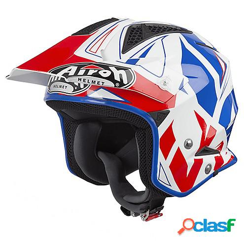 Casco jet Airoh Trr S Convert in fibra Blu lucido