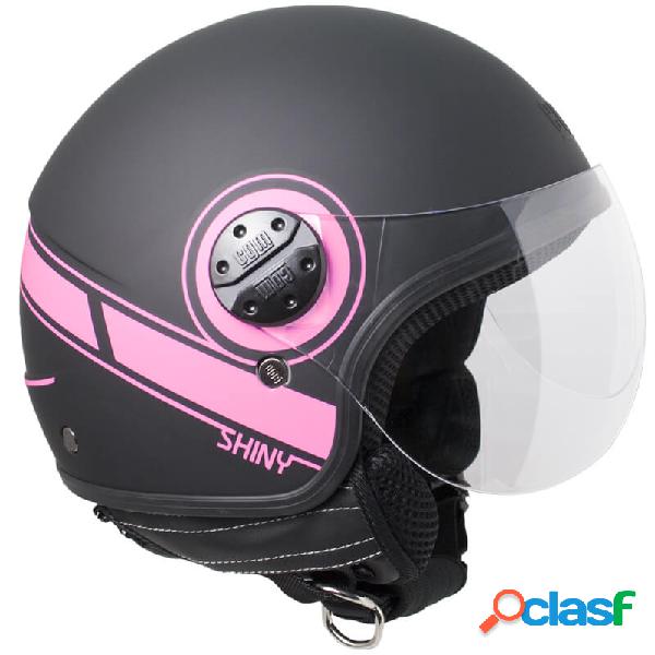 Casco jet CGM 109S Shiny Fucsia Fluo Nero Opaco