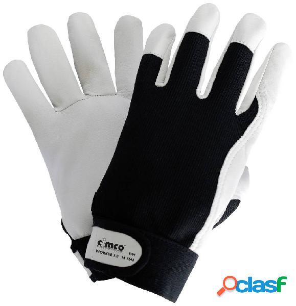 Cimco Worker 2.0 schwarz/weiß 141245 Pelle Nappa Guanto da