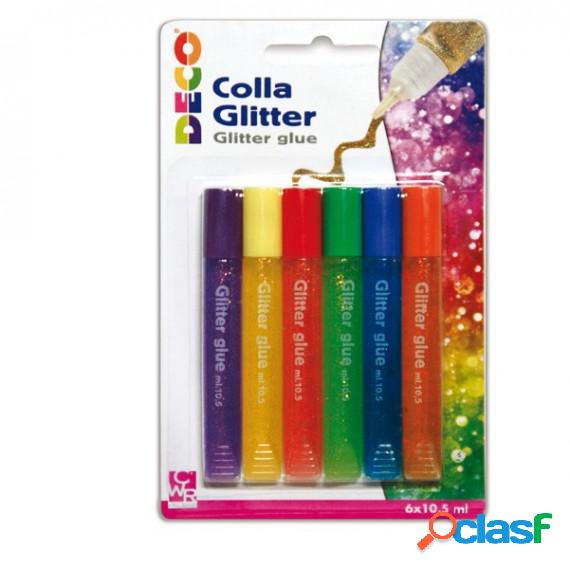 Colla glitter - 10,5 ml - colori pastello assortiti - CWR -