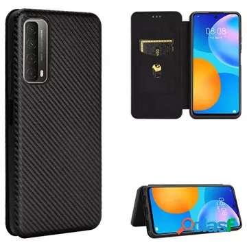 Custodia Flip Huawei P Smart 2021 - Fibra di carbonio - Nera