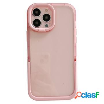 Custodia Ibrida iPhone 14 Pro con Cavalletto Doppio - Rosa