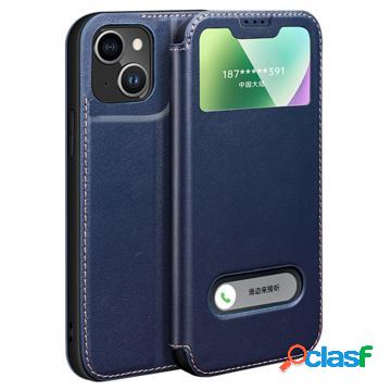 Custodia a Flip in Pelle Dual View per iPhone 14 - Blu